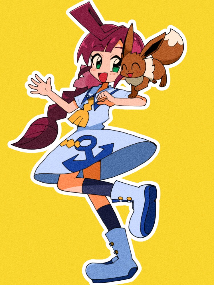 eevee and chloe (pokemon and 1 more) drawn by kuwagata_zaurus