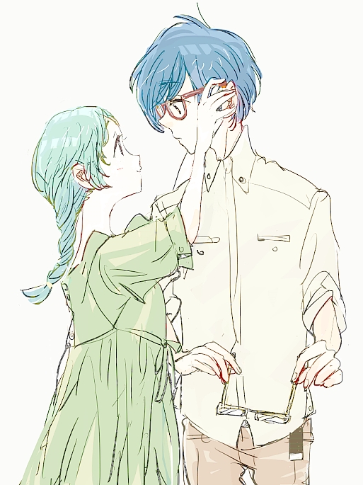yuuki makoto and yamagishi fuuka (persona and 2 more) drawn by sutei_(giru)