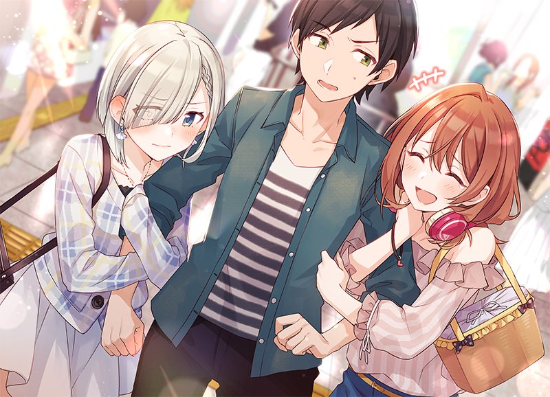kohinata iroha, tsukinomori mashiro, and ooboshi akiteru (tomodachi no imouto ga ore ni dake uzai) drawn by tomari_(veryberry00)