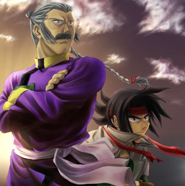 domon kasshu and master asia (gundam and 1 more) drawn by b-saku