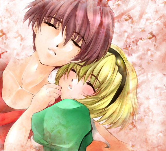 houjou satoko and maebara keiichi (higurashi no naku koro ni)