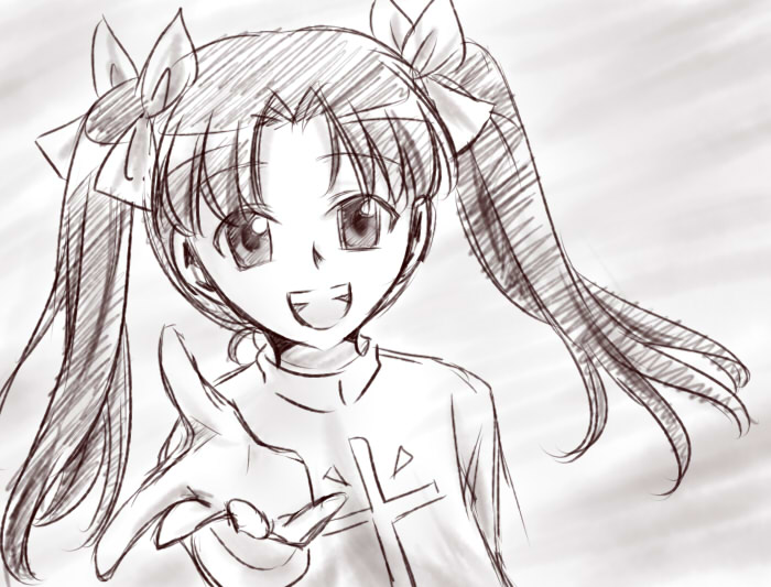 tohsaka rin (fate and 2 more) drawn by drawfag