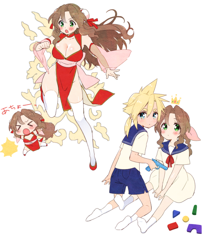 cloud strife and aerith gainsborough (final fantasy and 1 more) drawn by krudears