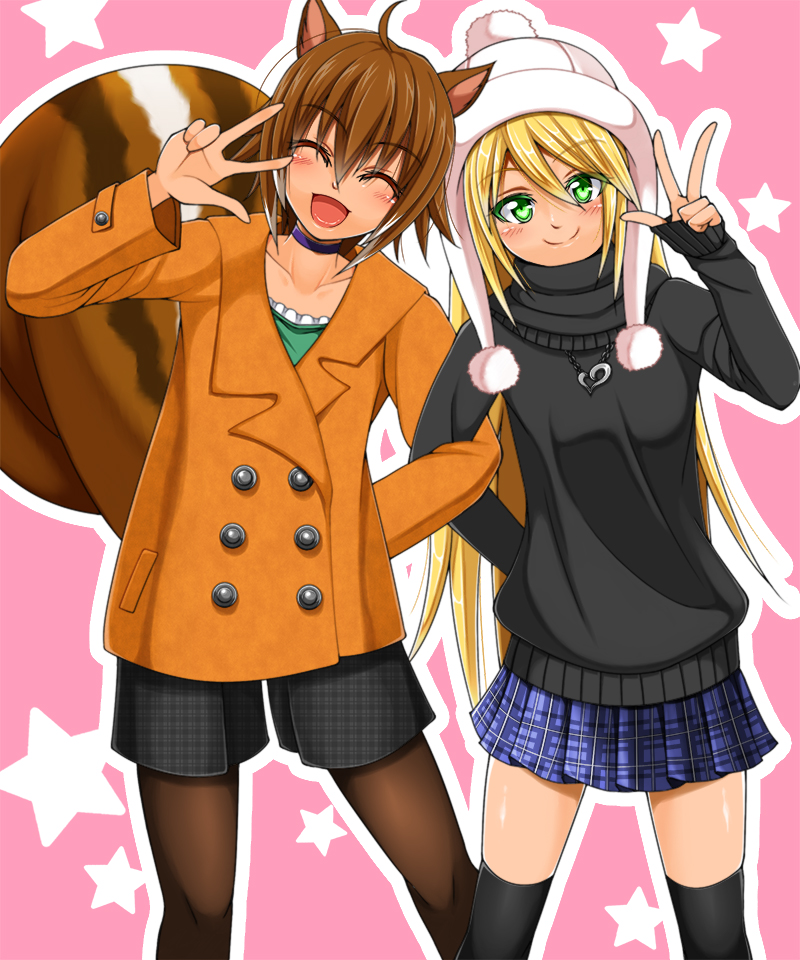 makoto nanaya and noel vermillion (blazblue) drawn by suzuna_(najaran)
