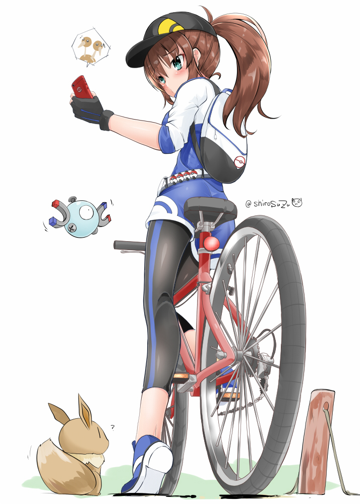 eevee, magnemite, female protagonist, and doduo (pokemon and 1 more) drawn by shirosuzu