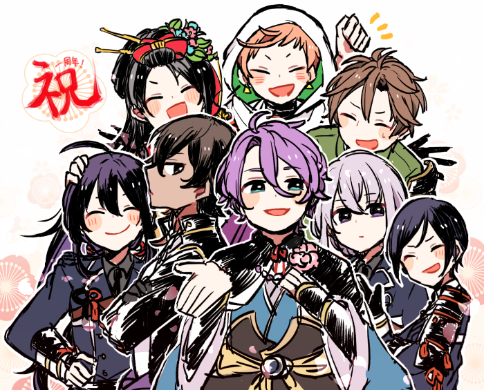 namazuo toushirou, honebami toushirou, yagen toushirou, ookurikara, iwatooshi, and 3 more (touken ranbu) drawn by kanonseinaa