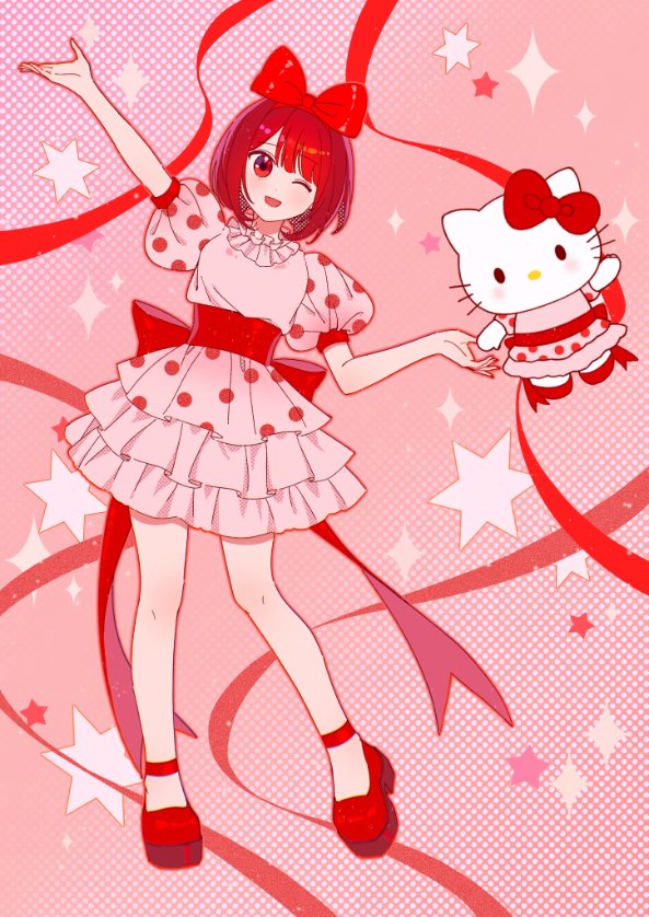 arima kana and hello kitty (oshi no ko and 2 more) drawn by xiang_yu_pai