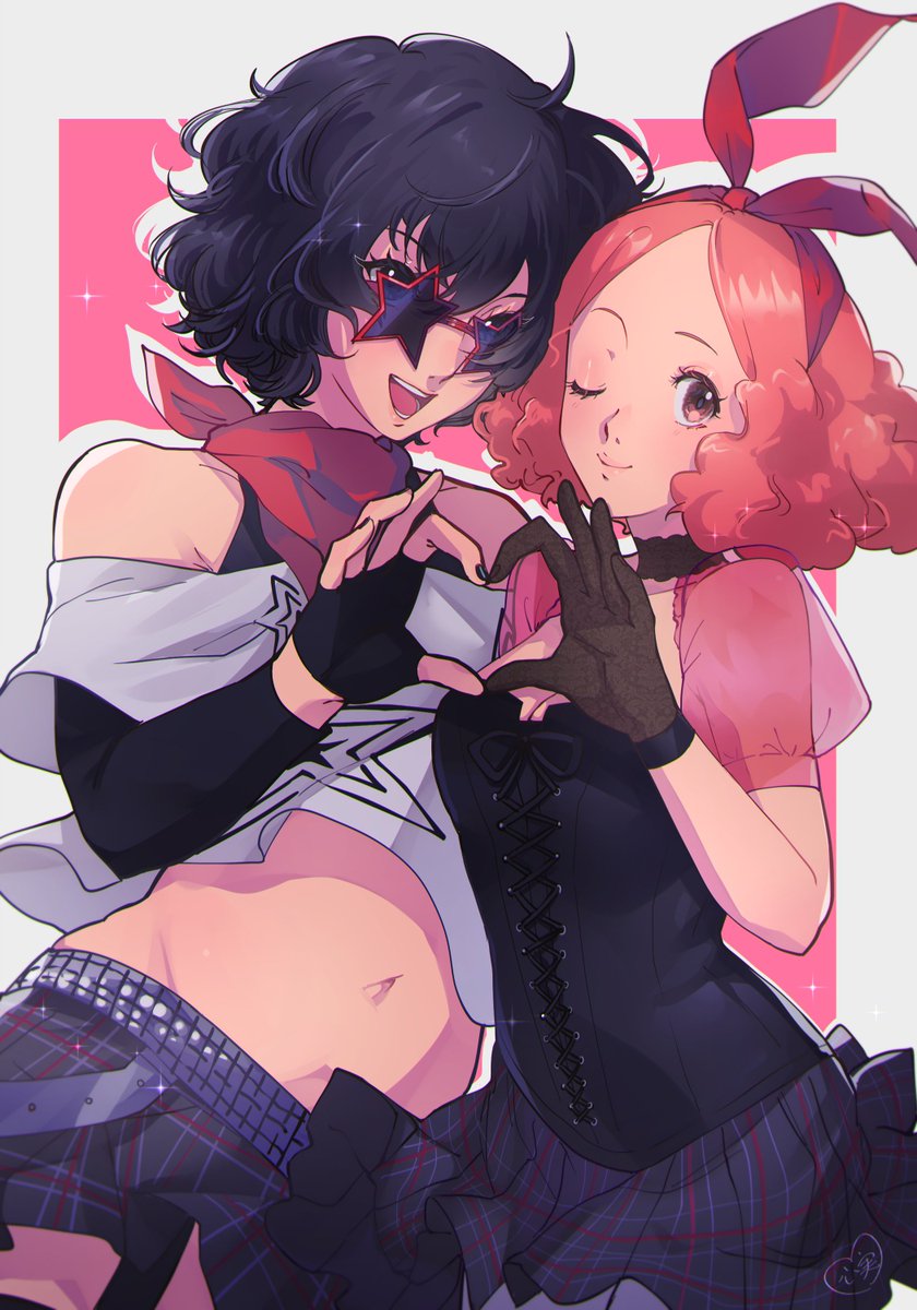 amamiya ren and okumura haru (persona and 1 more) drawn by kokomi_(aniesuakkaman)