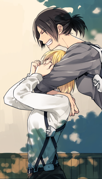 krista lenz and ymir (shingeki no kyojin) drawn by ko-man