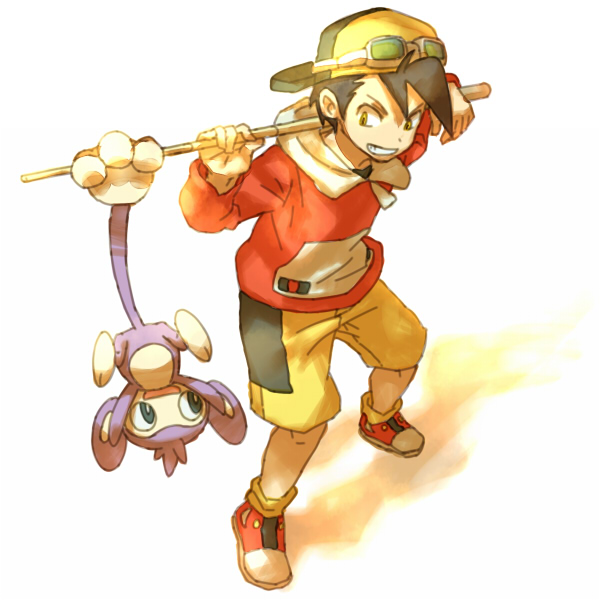 ethan and aipom (pokemon and 1 more) drawn by yapo_(mess)