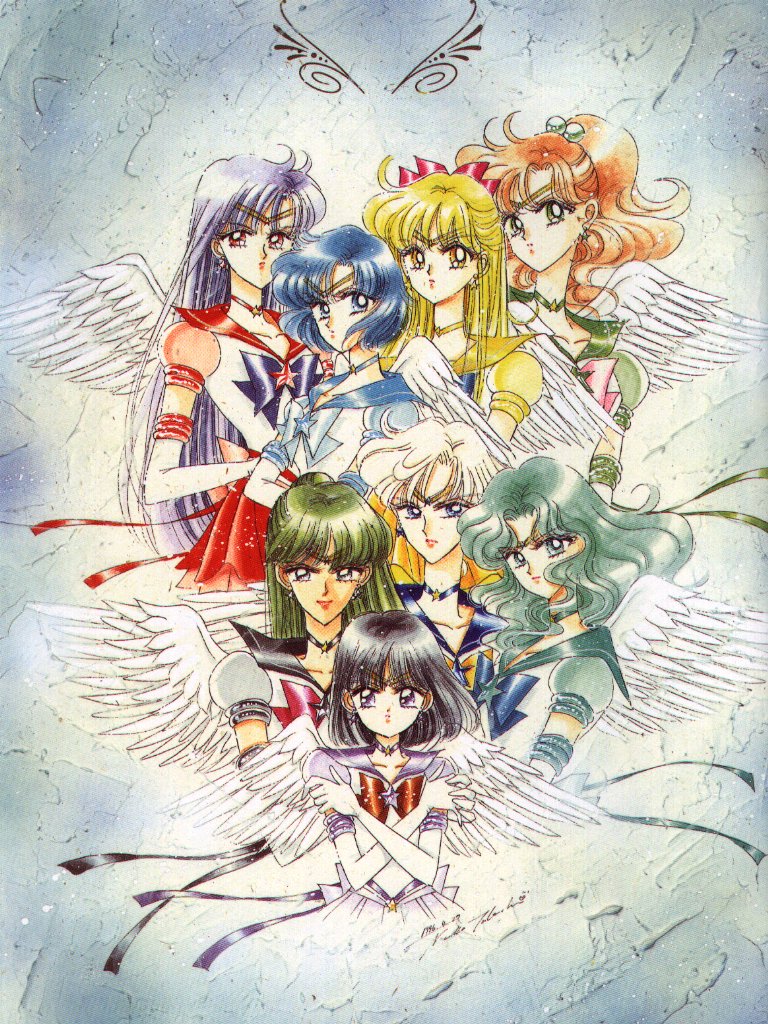 mizuno ami, aino minako, hino rei, kino makoto, sailor mercury, and 19 more (bishoujo senshi sailor moon and 1 more) drawn by takeuchi_naoko