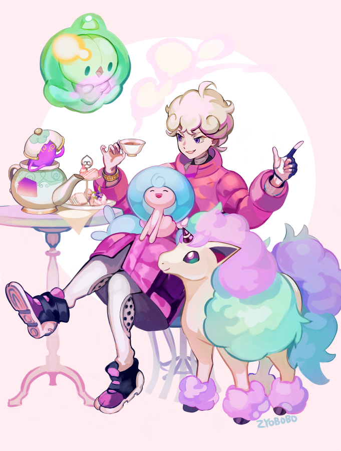 bede, polteageist, galarian ponyta, solosis, and hattrem (pokemon and 1 more) drawn by zyo_bo_bo
