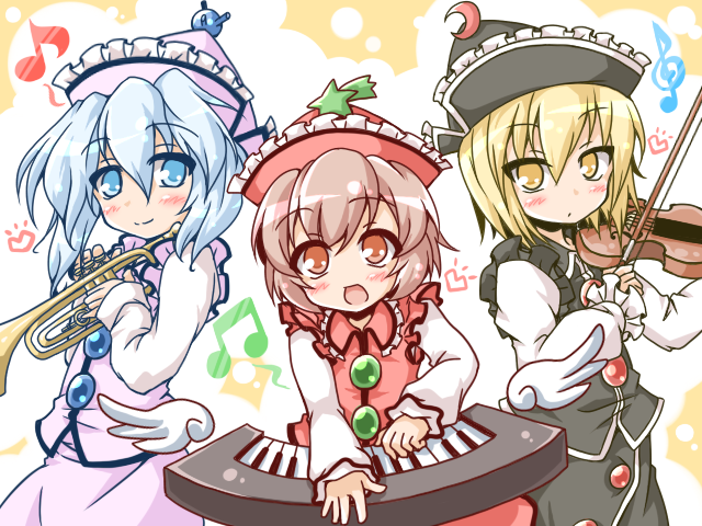 lunasa prismriver, merlin prismriver, and lyrica prismriver (touhou) drawn by neko_yume
