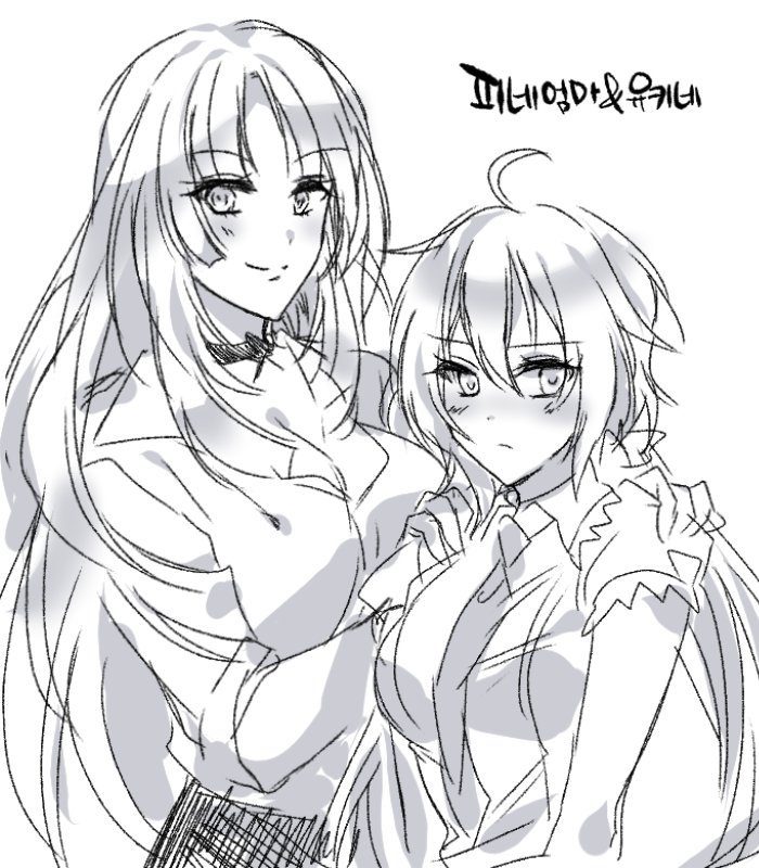 yukine chris and fine (senki zesshou symphogear) drawn by resyeol