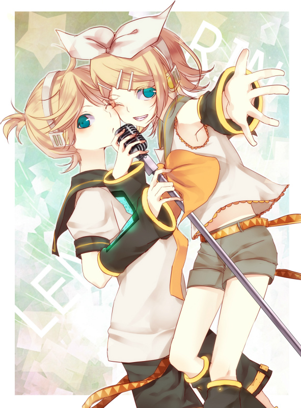 kagamine rin and kagamine len (vocaloid) drawn by okurasaboten