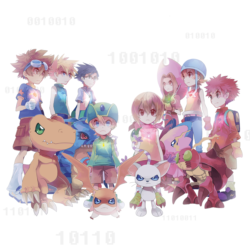 yagami hikari, yagami taichi, tailmon, agumon, tachikawa mimi, and 10 more (digimon and 1 more) drawn by huan_li