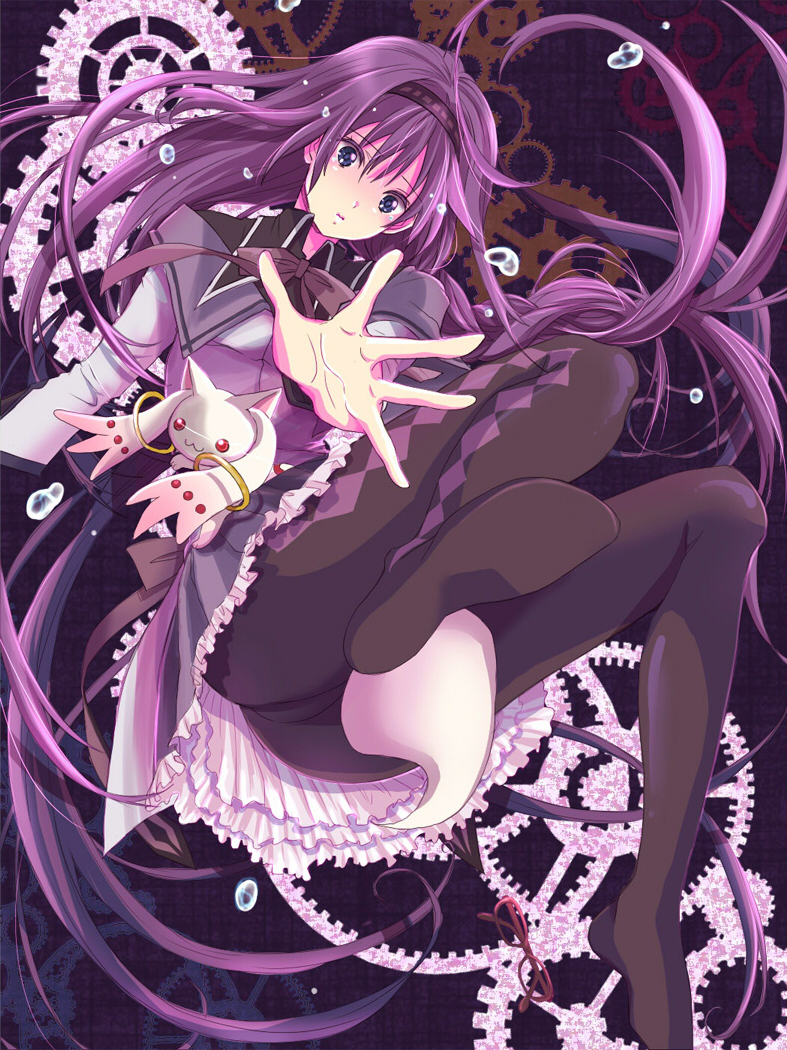 akemi homura and kyubey (mahou shoujo madoka magica) drawn by tsukasa_(mooncry)