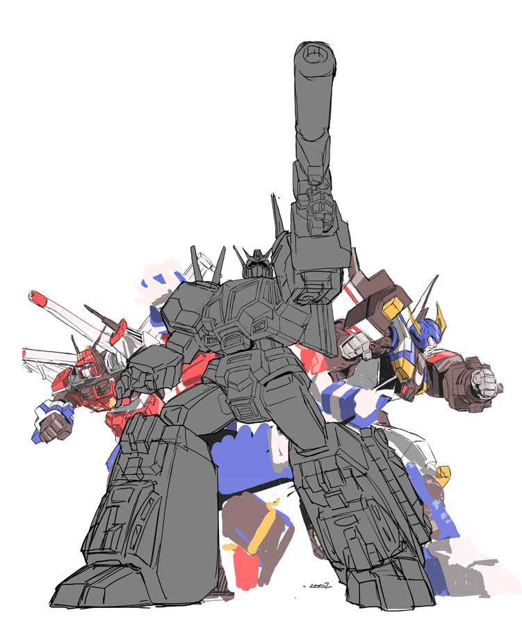 star saber, star convoy, and dai atlas (transformers and 3 more) drawn by makoto_ono