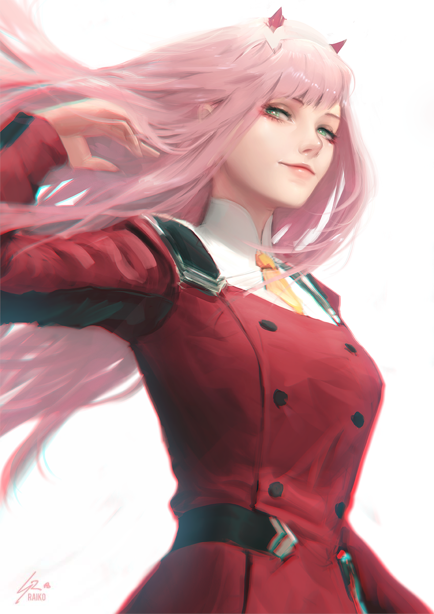 zero two (darling in the franxx) drawn by raikoart
