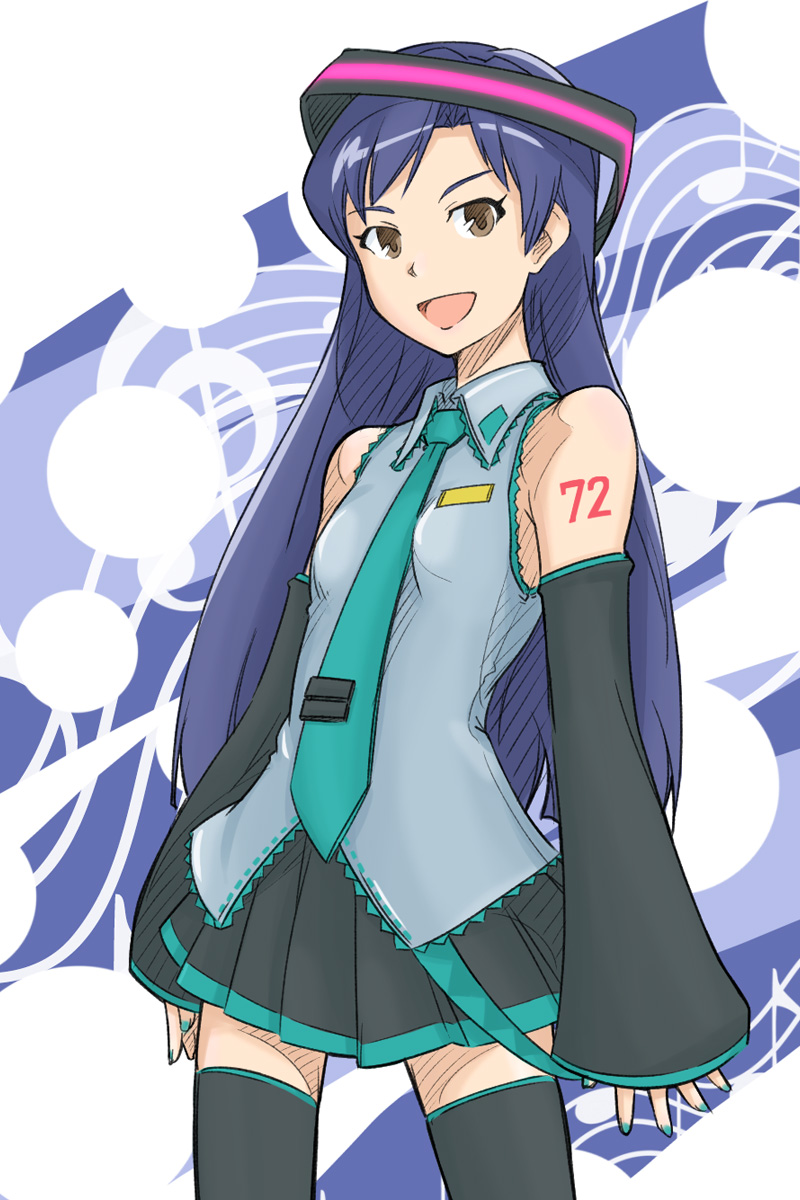 hatsune miku and kisaragi chihaya (idolmaster and 1 more) drawn by takahashi_ren