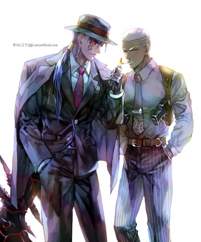 cu chulainn, cu chulainn alter, and emiya alter (fate and 1 more) drawn by kim_yura_(goddess_mechanic)