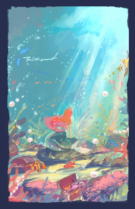 ariel and sebastian (the little mermaid) drawn by masso