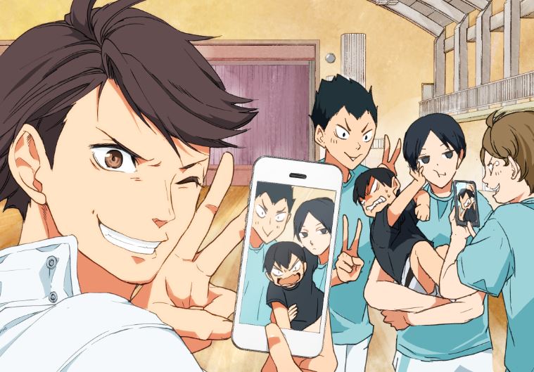 kageyama tobio, oikawa tooru, kunimi akira, kindaichi yuutarou, and yahaba shigeru (haikyuu!!) drawn by nikuya_(strawberry_seinikuten)