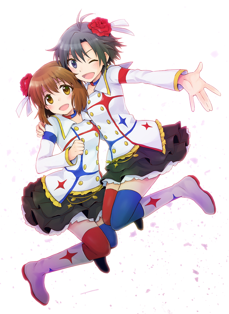 kikuchi makoto and hagiwara yukiho (idolmaster and 1 more) drawn by nekota_nanami