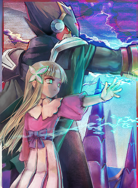 iris.exe and colonel.exe (mega man and 2 more) drawn by ktynkd