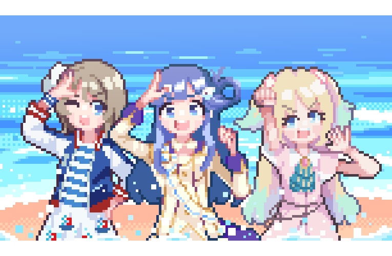 watanabe you, osawa rurino, and asari nanami (idolmaster and 4 more) drawn by hira_65536