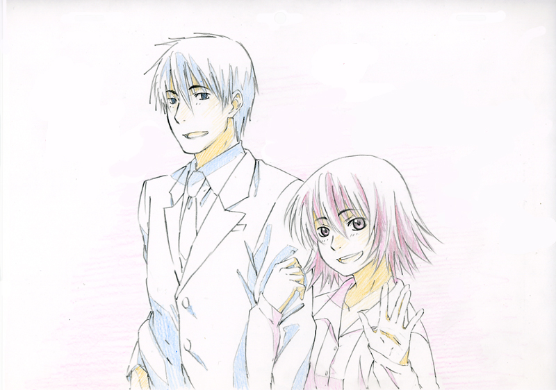 nonaka haru and uozumi rikuo (yesterday wo utatte) drawn by sey