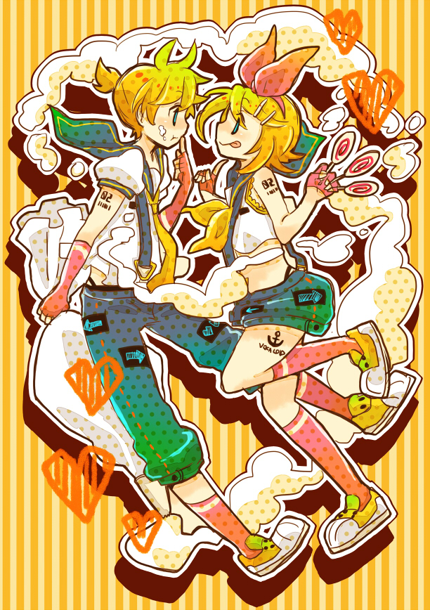kagamine rin and kagamine len (vocaloid) drawn by 7:24