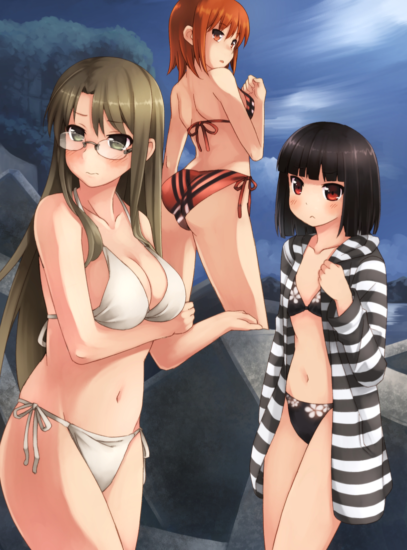 fukube tamaki, akatsuki miho, and oribe shiori (gendai ninjakko zukan and 1 more) drawn by kouno_hikaru