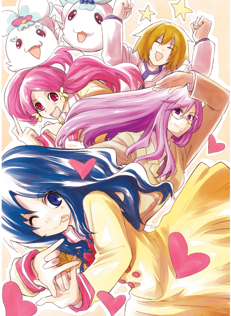 kurumi erika, hanasaki tsubomi, tsukikage yuri, myoudouin itsuki, coffret, and 2 more (precure and 1 more) drawn by bonkara_(sokuseki_maou)