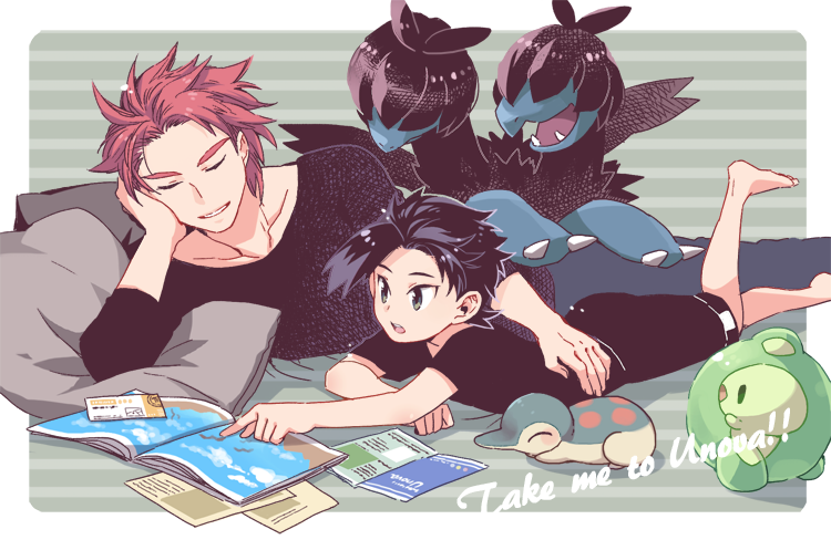 ethan, cyndaquil, lance, duosion, and zweilous (pokemon and 1 more) drawn by xichii