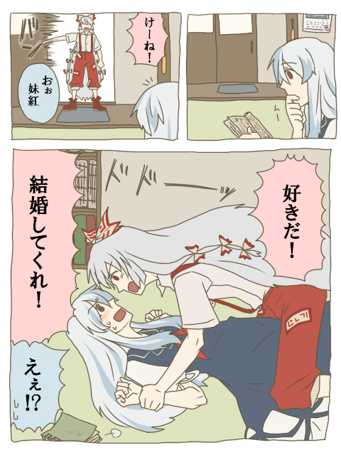 fujiwara no mokou and kamishirasawa keine (touhou) drawn by torinone
