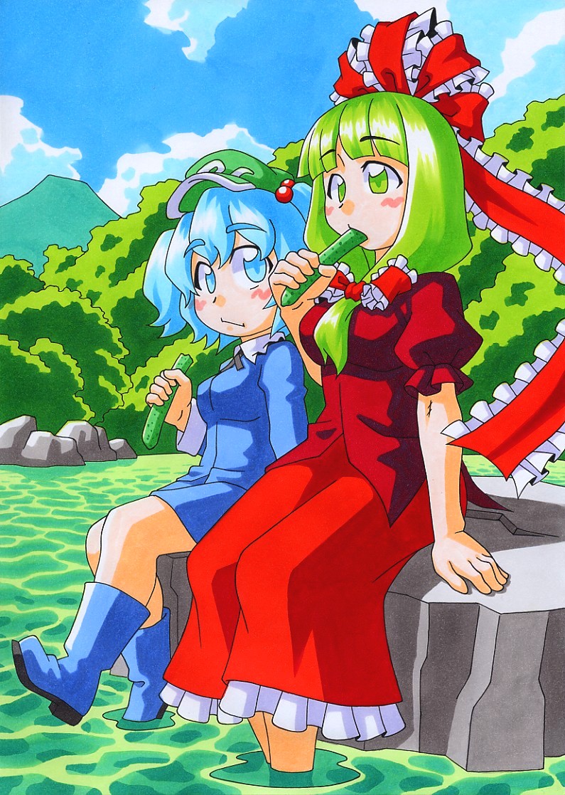 kawashiro nitori and kagiyama hina (touhou) drawn by kawachi_koorogi