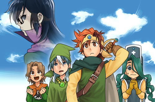 priest, roto, hero, martial artist, mage, and 5 more (dragon quest and 2 more) drawn by mori_(unknown.)
