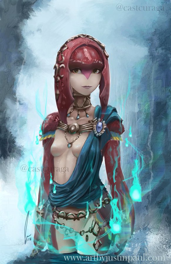 mipha (the legend of zelda and 1 more) drawn by justin_paul