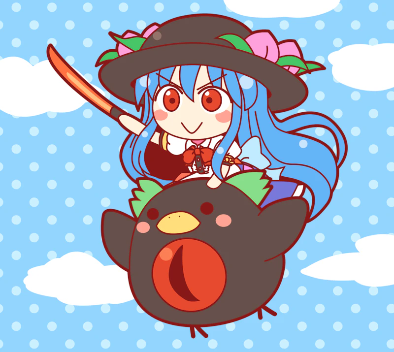 reiuji utsuho and hinanawi tenshi (touhou) drawn by rokugou_daisuke
