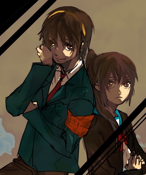 kyonko and suzumiya haruhiko (suzumiya haruhi no yuuutsu) drawn by pen_kiro06