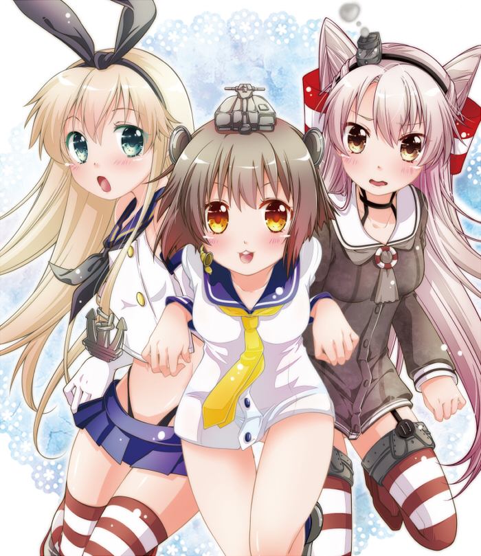 shimakaze, amatsukaze, and yukikaze (kantai collection) drawn by ichinose_ibuki