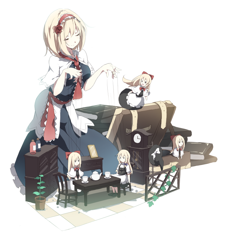 kirisame marisa, alice margatroid, and shanghai doll (touhou) drawn by itoo