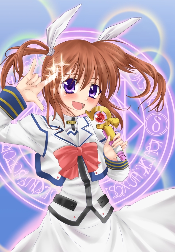 takamachi nanoha and raising heart (lyrical nanoha and 4 more) drawn by tadokoro_teppei