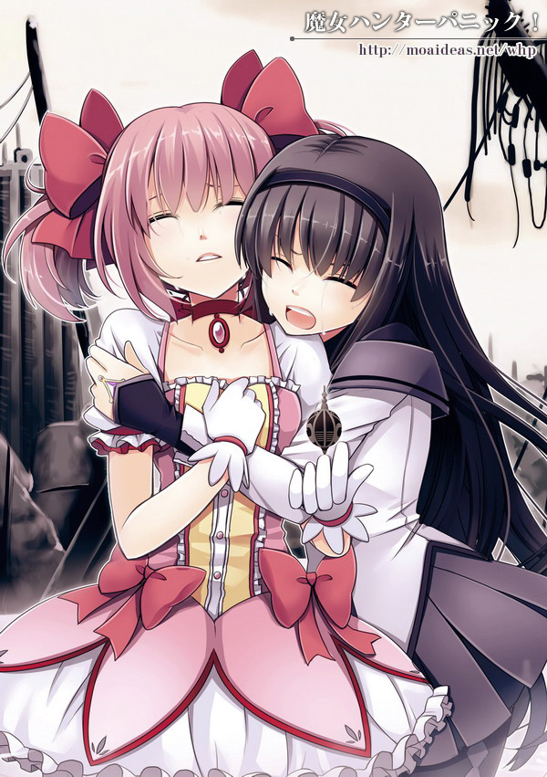 akemi homura and kaname madoka (mahou shoujo madoka magica) drawn by hitsuki_rei