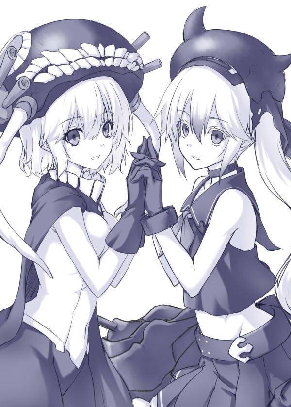 wo-class aircraft carrier and destroyer princess (kantai collection) drawn by oukawa_yuu