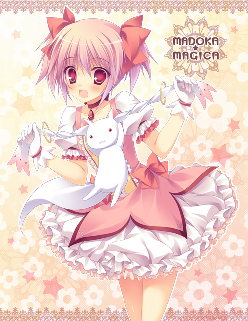 kaname madoka and kyubey (mahou shoujo madoka magica) drawn by takano_yuki_(allegro_mistic)
