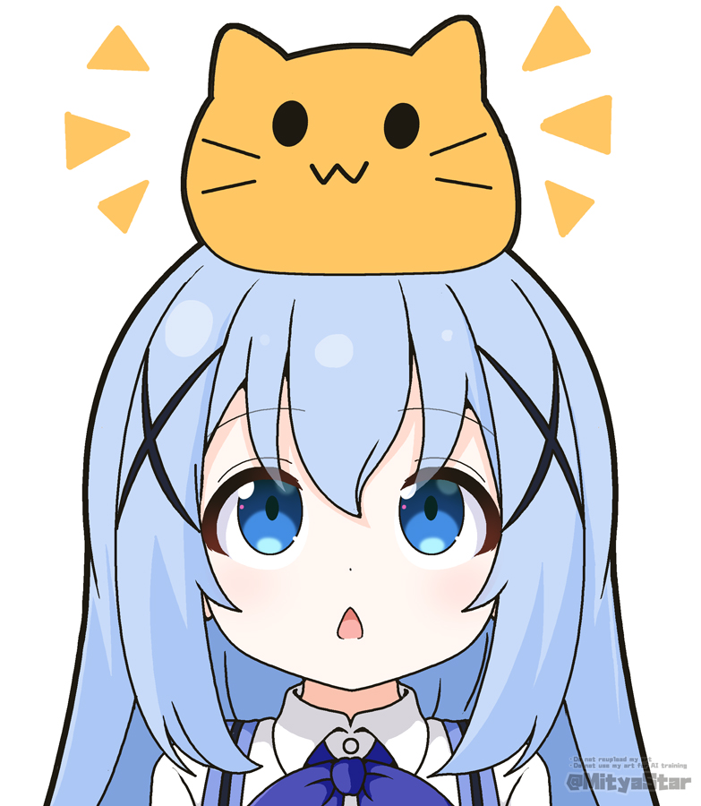 kafuu chino and blobcat (original and 1 more) drawn by mitya