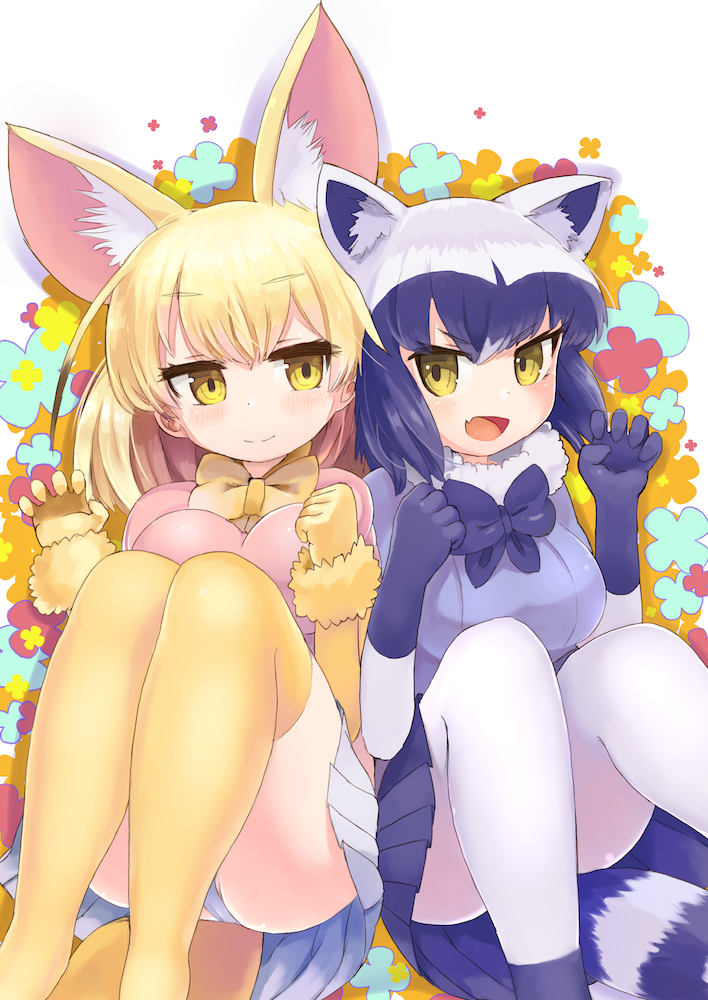 common raccoon and fennec (kemono friends) drawn by saebashi