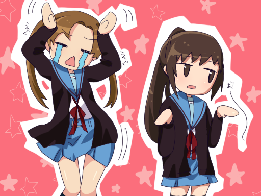 kyonko and computer club president (suzumiya haruhi no yuuutsu) drawn by ruura